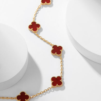 [LOXURA]CLOVER 10 MOTIFS CARNELIAN NECKLACE