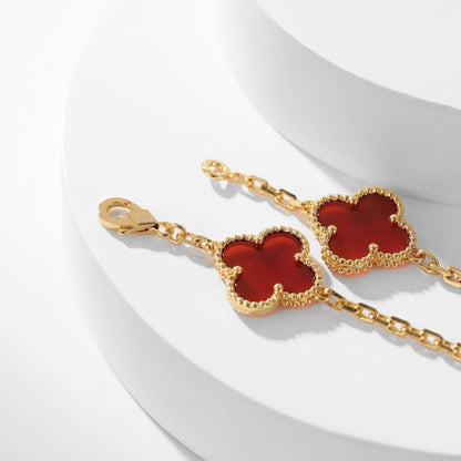 [LOXURA]CLOVER 10 MOTIFS CARNELIAN NECKLACE