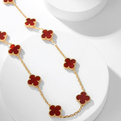[LOXURA]CLOVER 10 MOTIFS CARNELIAN NECKLACE