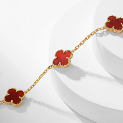 [LOXURA]CLOVER 10 MOTIFS CARNELIAN NECKLACE