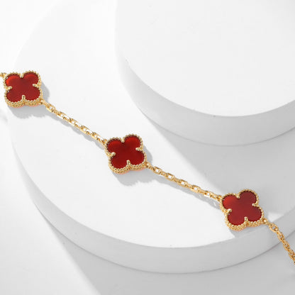 [LOXURA]CLOVER 10 MOTIFS CARNELIAN NECKLACE