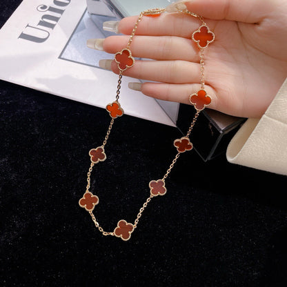 [LOXURA]CLOVER 10 MOTIFS CARNELIAN NECKLACE