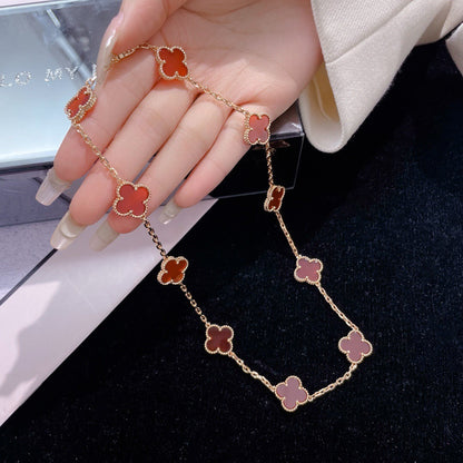 [LOXURA]CLOVER 10 MOTIFS CARNELIAN NECKLACE