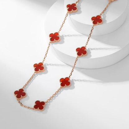 [LOXURA]CLOVER 10 MOTIFS CARNELIAN NECKLACE