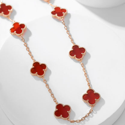 [LOXURA]CLOVER 10 MOTIFS CARNELIAN NECKLACE
