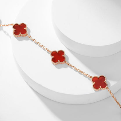 [LOXURA]CLOVER 10 MOTIFS CARNELIAN NECKLACE