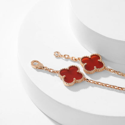 [LOXURA]CLOVER 10 MOTIFS CARNELIAN NECKLACE
