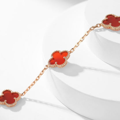 [LOXURA]CLOVER 10 MOTIFS CARNELIAN NECKLACE