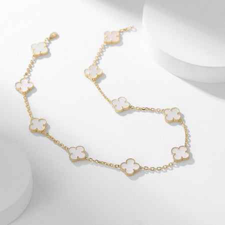 [LOXURA]CLOVER 10 MOTIFS WHITE MOTHER OF PEARL NECKLACE