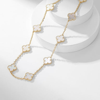 [LOXURA]CLOVER 10 MOTIFS WHITE MOTHER OF PEARL NECKLACE