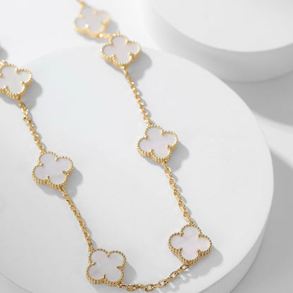 [LOXURA]CLOVER 10 MOTIFS WHITE MOTHER OF PEARL NECKLACE