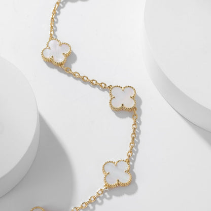 [LOXURA]CLOVER 10 MOTIFS WHITE MOTHER OF PEARL NECKLACE