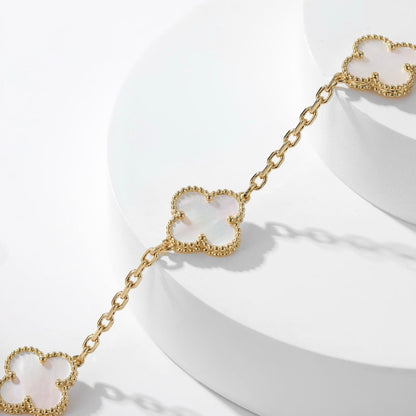 [LOXURA]CLOVER 10 MOTIFS WHITE MOTHER OF PEARL NECKLACE