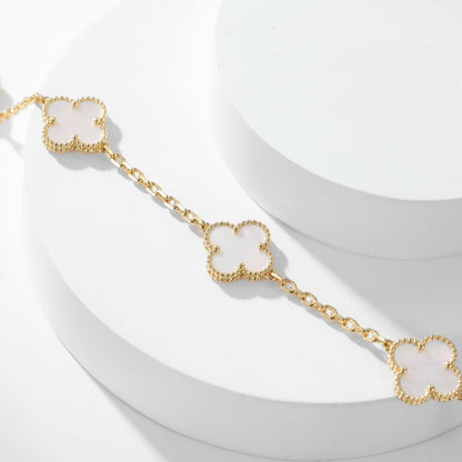[LOXURA]CLOVER 10 MOTIFS WHITE MOTHER OF PEARL NECKLACE