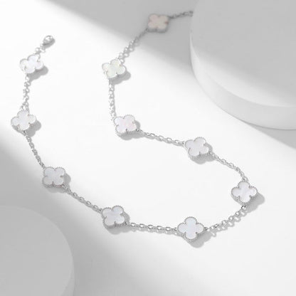 [LOXURA]CLOVER 10 MOTIFS WHITE MOTHER OF PEARL NECKLACE