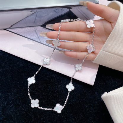 [LOXURA]CLOVER 10 MOTIFS WHITE MOTHER OF PEARL NECKLACE