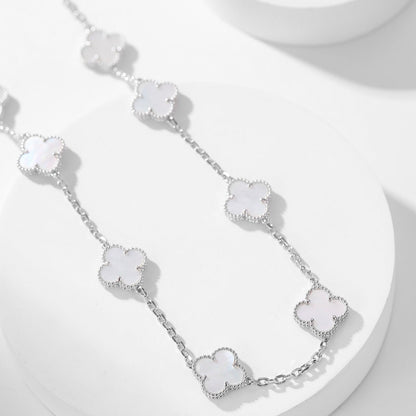 [LOXURA]CLOVER 10 MOTIFS WHITE MOTHER OF PEARL NECKLACE