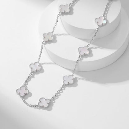 [LOXURA]CLOVER 10 MOTIFS WHITE MOTHER OF PEARL NECKLACE