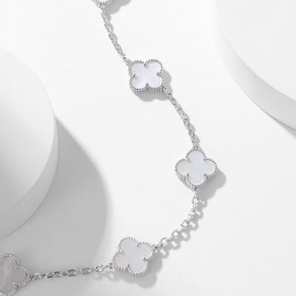 [LOXURA]CLOVER 10 MOTIFS WHITE MOTHER OF PEARL NECKLACE