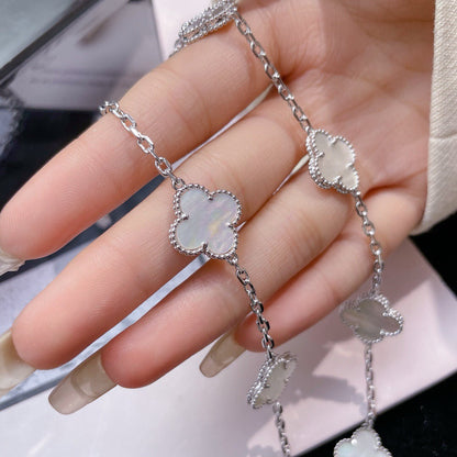 [LOXURA]CLOVER 10 MOTIFS WHITE MOTHER OF PEARL NECKLACE