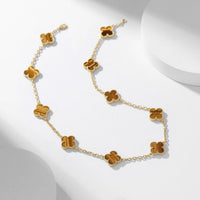[LOXURA]CLOVER 10 MOTIFS TIGER EYE NECKLACE