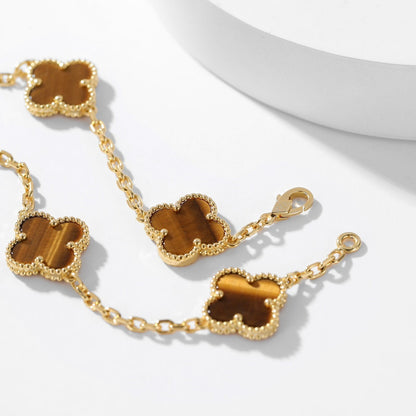 [LOXURA]CLOVER 10 MOTIFS TIGER EYE NECKLACE