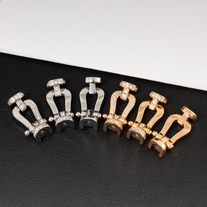 [LOXURA]FORCE LARGE HORSESHOE HALF DIAMOND BRACELET SILVER