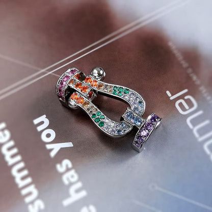 [LOXURA]FORC LARGE HORSESHOE  COLORED DIAMOND BRACELET SILVER