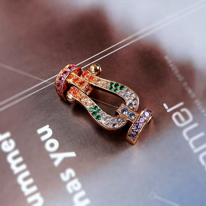 [LOXURA]FORCE LARGE HORSESHOE  COLORED DIAMOND BRACELET ROSE GOLD