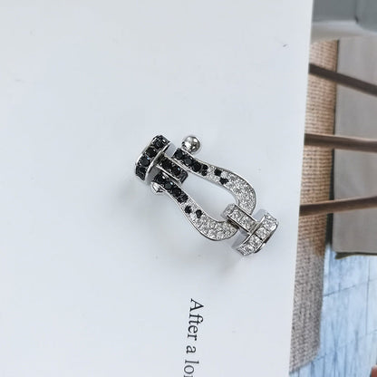 [LOXURA]FORCE LARGE HORSESHOE BLACK WHITE DIAMOND BRACELET ROSE GOLD