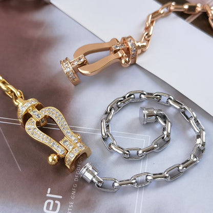 [LOXURA]FORCE LARGE HORSESHOE CLASP  METAL BRACELET