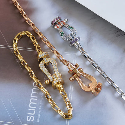 [LOXURA]FORCE LARGE HORSESHOE CLASP  METAL BRACELET