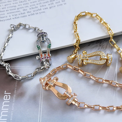 [LOXURA]FORCE LARGE HORSESHOE CLASP  METAL BRACELET