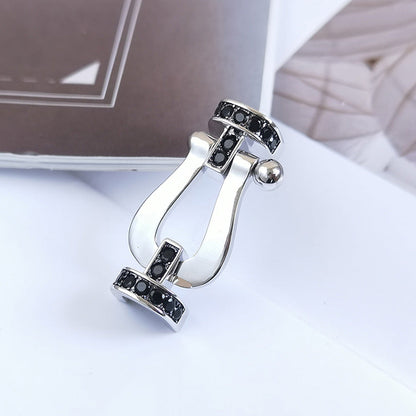 [LOXURA]FORCE LARGE HORSESHOE BLACK DIAMOND BRACELET SILVER