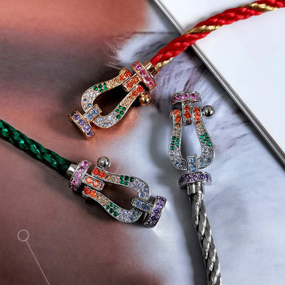 [LOXURA]FORC LARGE HORSESHOE  COLORED DIAMOND BRACELET SILVER