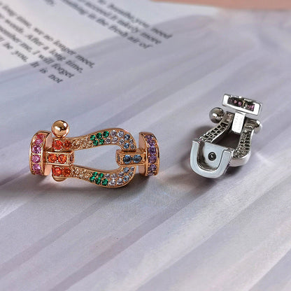 [LOXURA]FORC LARGE HORSESHOE  COLORED DIAMOND BRACELET SILVER