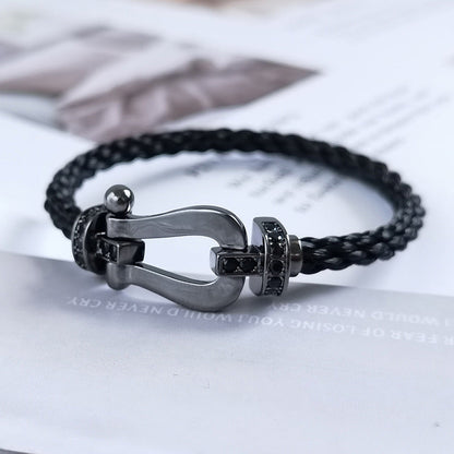 [LOXURA]FORCE LARGE SERIES HORSESHOE BLACK SAMURAI BRACELET