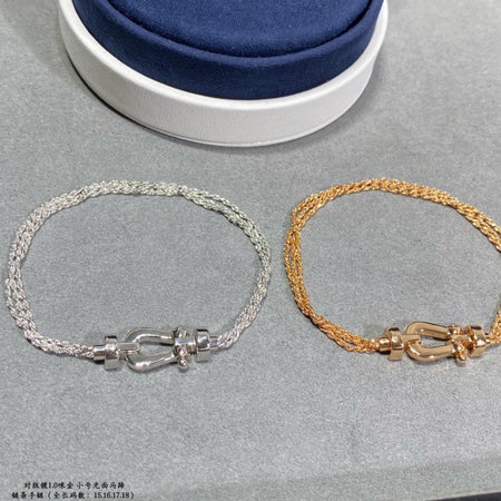 [LOXURA]FORCE SMALL HORSESHOE  DIAMOND CHAIN ROPE BRACELET