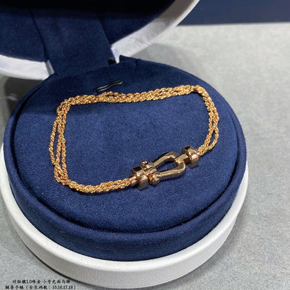 [LOXURA]FORCE SMALL HORSESHOE  DIAMOND CHAIN ROPE BRACELET