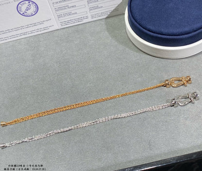 [LOXURA]FORCE SMALL HORSESHOE  DIAMOND CHAIN ROPE BRACELET