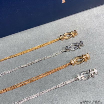 [LOXURA]FORCE SMALL HORSESHOE  DIAMOND CHAIN ROPE BRACELET