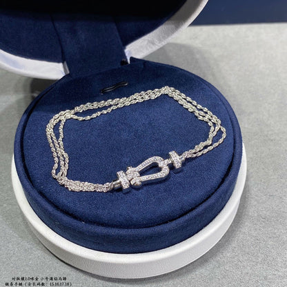 [LOXURA]FORCE SMALL HORSESHOE  DIAMOND CHAIN ROPE BRACELET