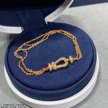 [LOXURA]FORCE SMALL HORSESHOE  DIAMOND CHAIN ROPE BRACELET