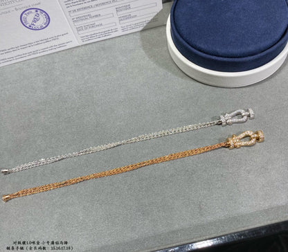[LOXURA]FORCE SMALL HORSESHOE  DIAMOND CHAIN ROPE BRACELET