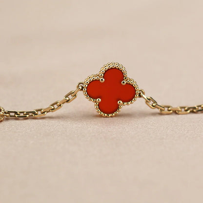 [LOXURA] CLOVER 5 MOTIF RED CORNELIAN BRACELET COLLECTION