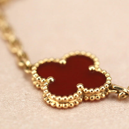 [LOXURA] CLOVER 5 MOTIF RED CORNELIAN BRACELET COLLECTION