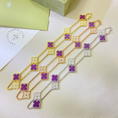 [LOXURA]CLOVER 10 MOTIFS  PURPLE VIOLET DIAMOND NECKLACE