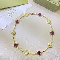 [LOXURA]CLOVER 10 MOTIFS  PURPLE VIOLET DIAMOND NECKLACE