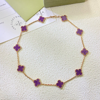 [LOXURA]CLOVER 10 MOTIFS  PURPLE VIOLET  NECKLACE