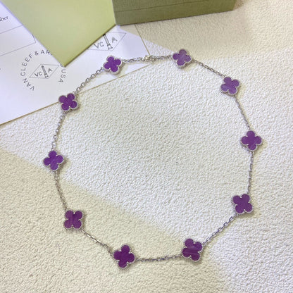 [LOXURA]CLOVER 10 MOTIFS  PURPLE VIOLET  NECKLACE